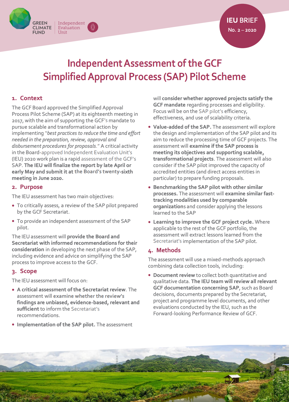 The IEU shares approach paper on assessment of the GCF's Simplified ...