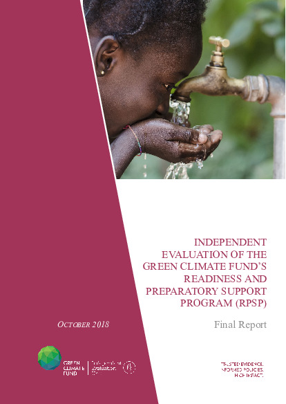 Document cover for Final report on the independent evaluation of the GCF's Readiness and Preparatory Support Programme (RPSP2019)