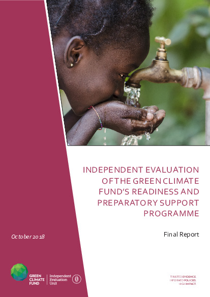 Document cover for Final report on the independent evaluation of the GCF's Readiness and Preparatory Support Programme (RPSP2019)