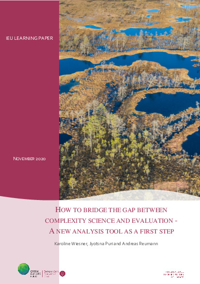 Download Learning paper: How to bridge the gap between complexity science and evaluation - A new analysis tool as a first step Document cover for Learning paper: How to bridge the gap between complexity science and evaluation - A new analysis tool as a first step