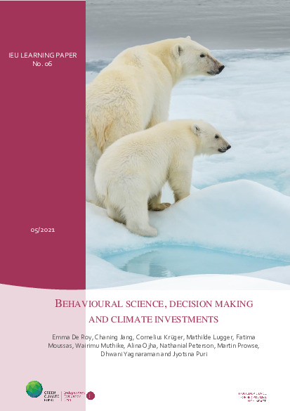 Document cover for Behavioural science, decision making and climate investments