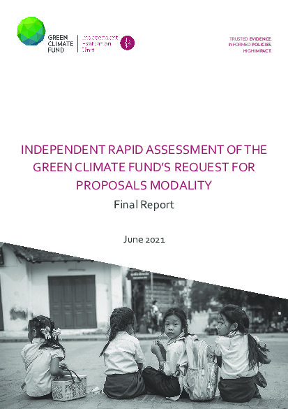 Document cover for Final report on the Rapid assessment of the Green Climate Fund’s Request for Proposals Modality