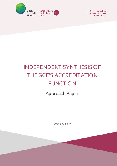 Document cover for Approach Paper for the Independent Synthesis of the GCF’s Accreditation Function