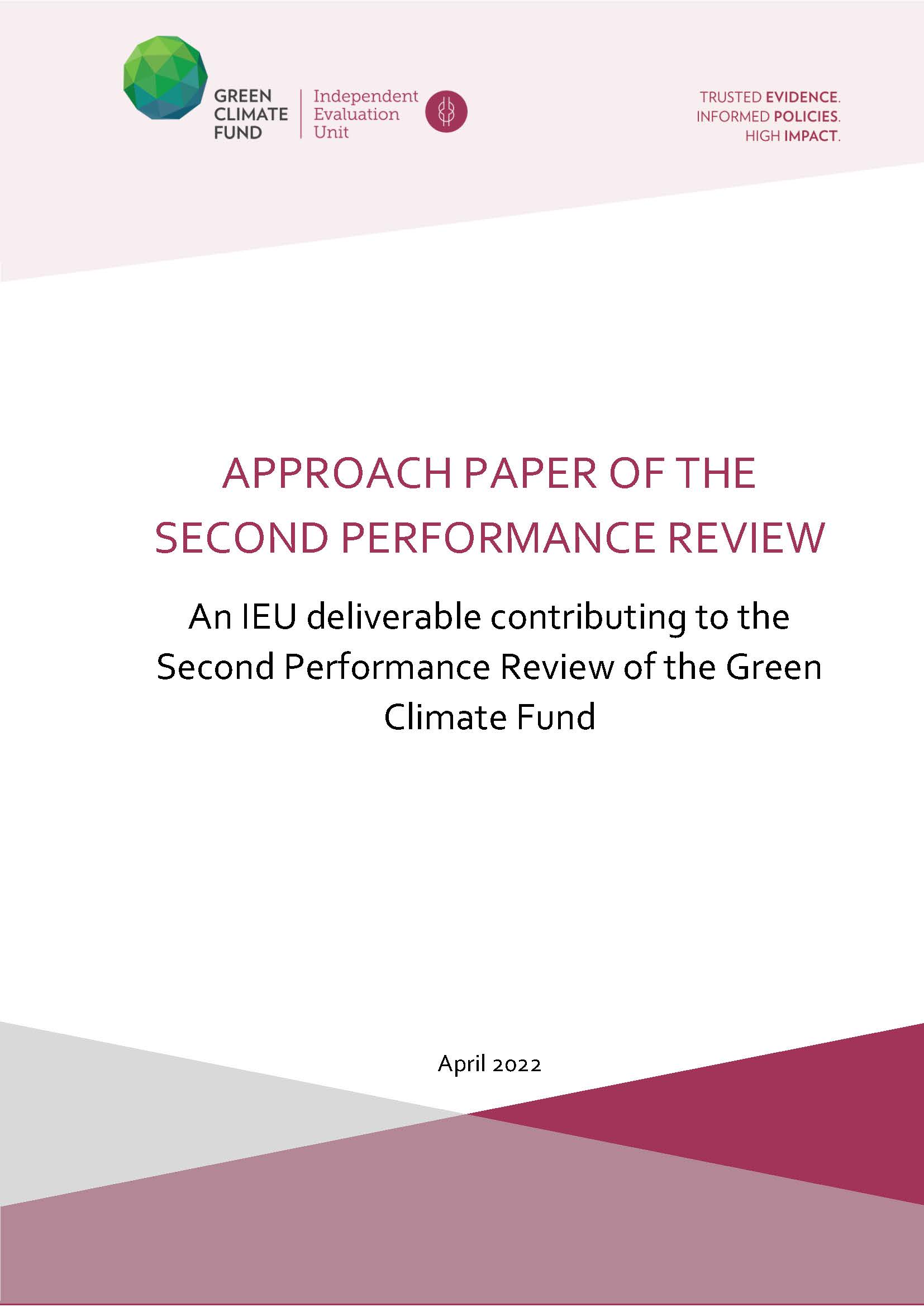 Document cover for Approach Paper of the Second Performance Review