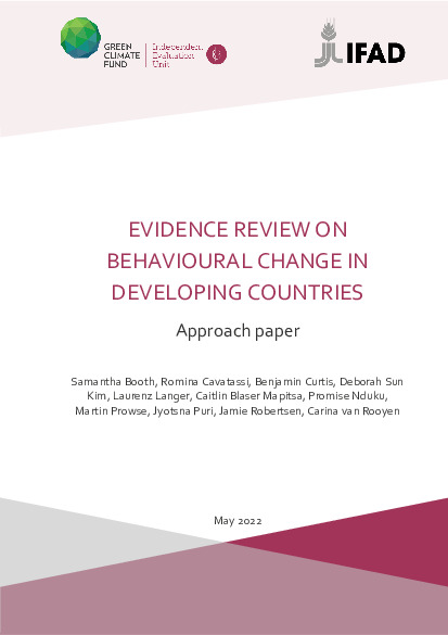 Document cover for Approach Paper for the Evidence Review on Behavioral Change in Developing Countries