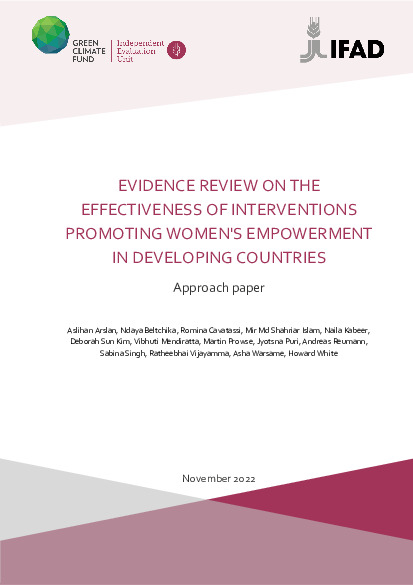 Document cover for [Approach paper] Evidence review on the effectiveness of interventions promoting women's empowerment in developing countries 