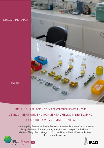 Document cover for [Systematic review] Behavioural science interventions within the development and environmental fields in developing countries