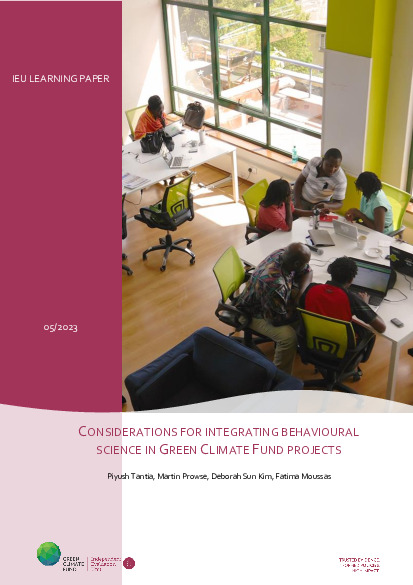 Document cover for Considerations for integrating behavioural science in Green Climate Fund projects