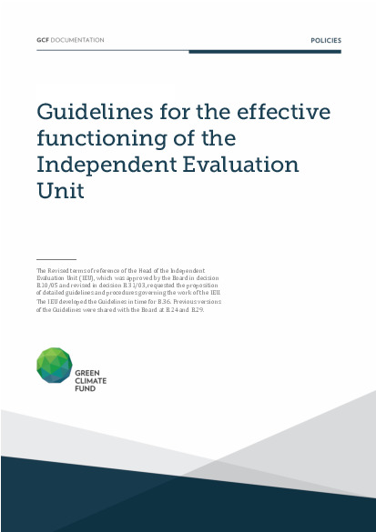 Document cover for Guidelines for the effective functioning of the Independent Evaluation Unit
