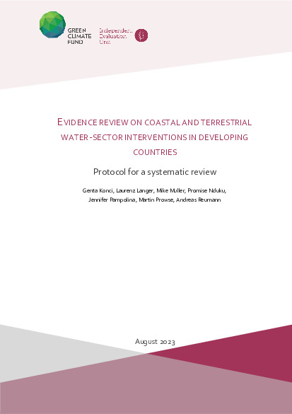 Document cover for Evidence review on coastal and terrestrial water-sector interventions in developing countries: Protocol for a systematic review
