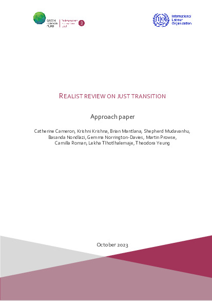 Document cover for [Approach paper] Realist review of just transition