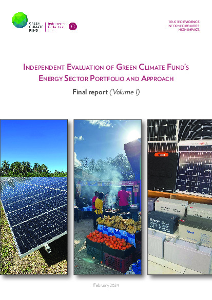 Document cover for Final report of the Independent Evaluation of the Green Climate Fund's Energy Sector Portfolio and Approach