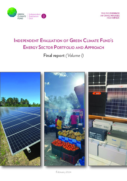 Document cover for Final report of the Independent Evaluation of the Green Climate Fund's Energy Sector Portfolio and Approach