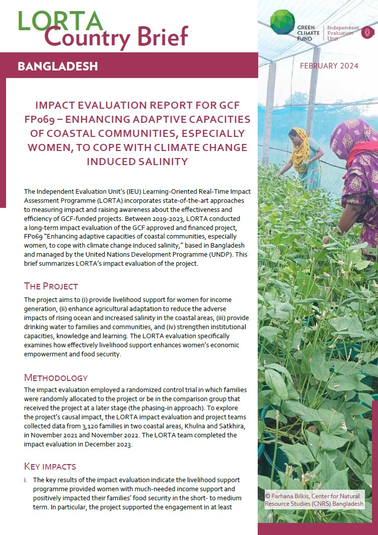 Document cover for LORTA Impact Evaluation Brief: FP069