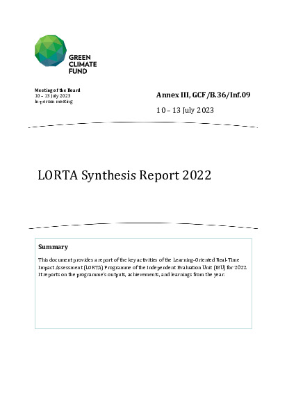 Document cover for LORTA Synthesis Report 2022