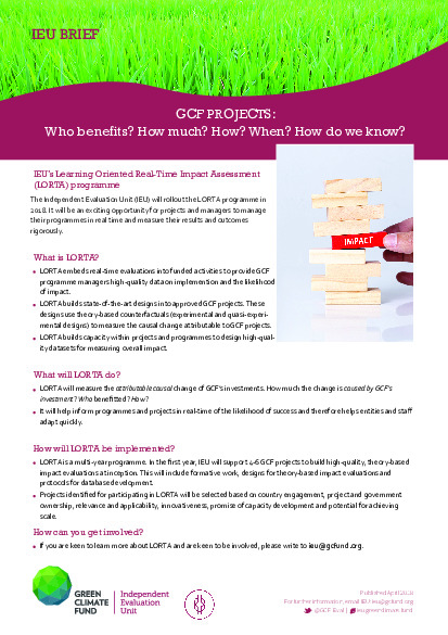 Document cover for IEU Brief: GCF PROJECTS: Who benefits? How much? How? When? How do we know?