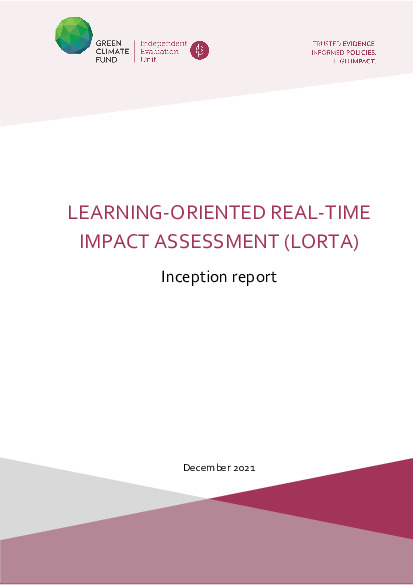 Document cover for LORTA Inception Report 2021
