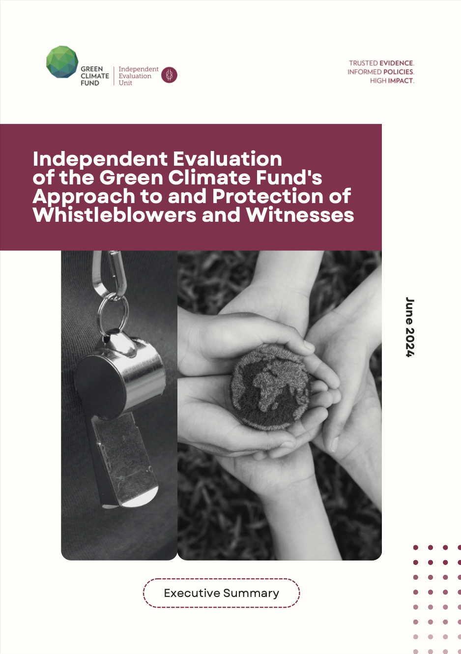 Document cover for Executive Summary of the Independent Evaluation of the Green Climate Fund’s Approach to and Protection of Whistleblowers and Witnesses (PPWW2024)