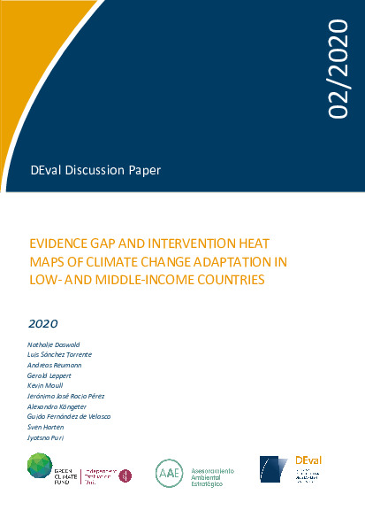 Document cover for Evidence gap map and intervention heat maps: Climate change adaptation in low- and middle-Income countries