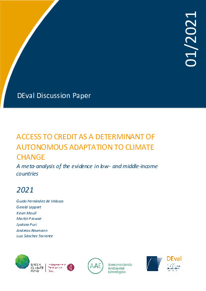 Document cover for Meta-analysis: Access to credit as a determinant of autonomous adaptation to climate change: A meta-analysis of the evidence