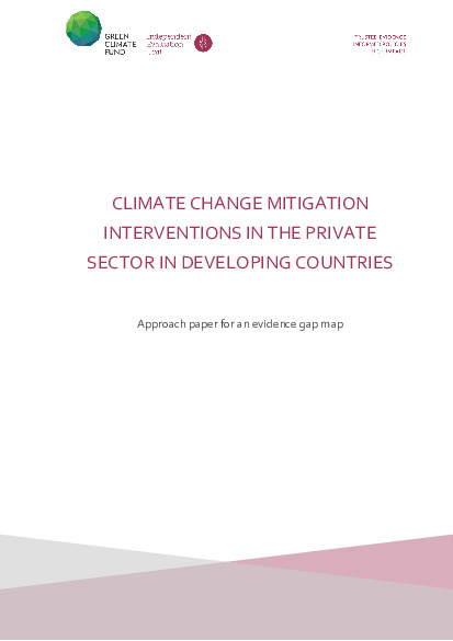 Document cover for Approach paper: Climate change mitigation interventions in the private sector in developing countries