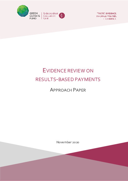 Document cover for Approach paper: Evidence review on results-based payments