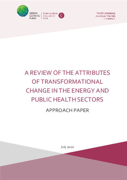 Document cover for Approach paper: A review of the attributes of transformational change in the energy and public health sectors