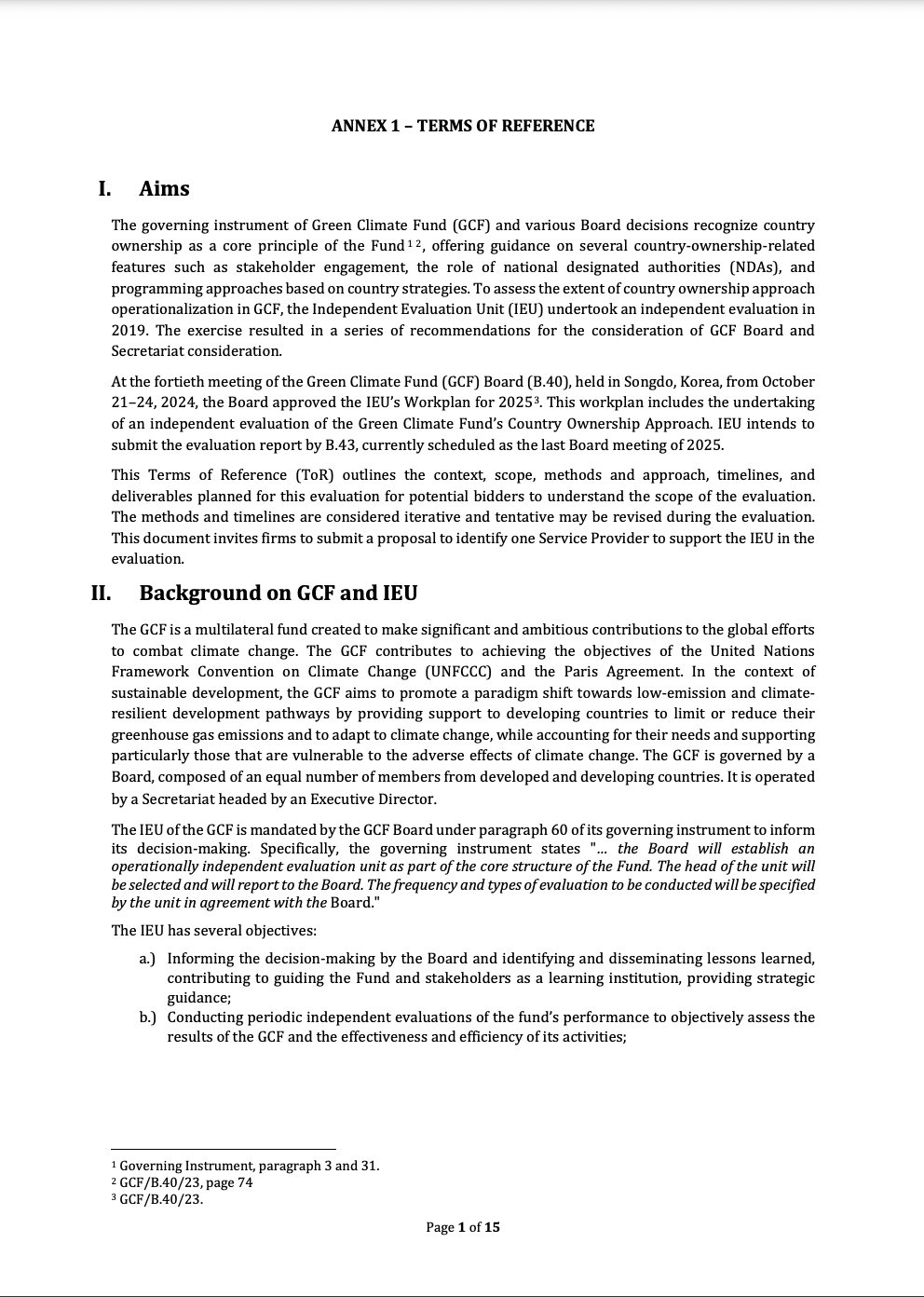 Document cover for Consultancy Services for Independent Evaluation of the GCF’s Approach to Country Ownership