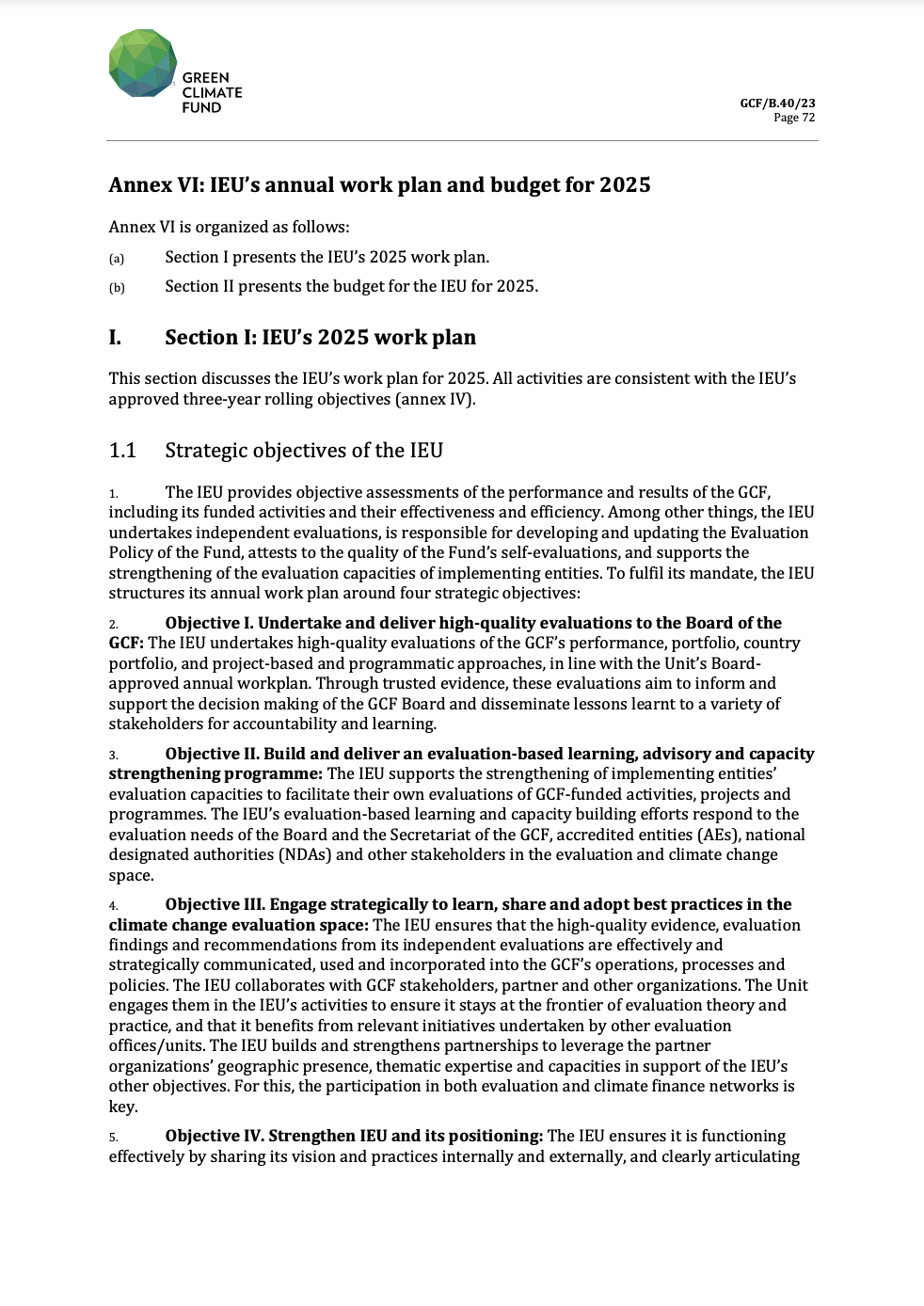 Document cover for IEU Work Plan and Budget for 2025