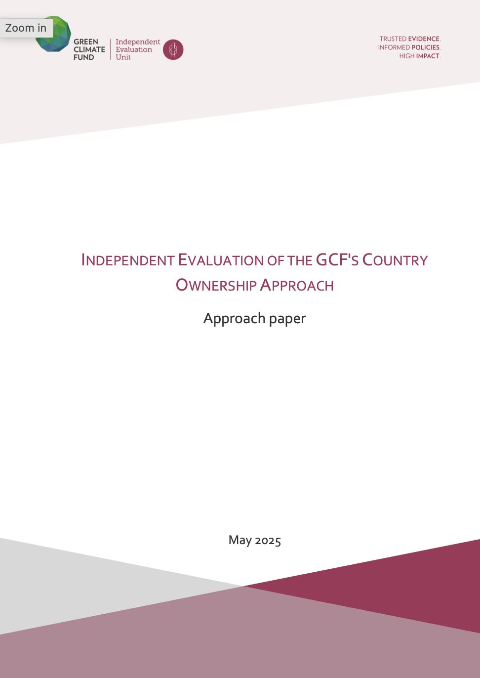 Download COA2025: Approach paper for the Independent Evaluation of the GCF's Approach to Country Ownership Document cover for COA2025: Approach paper for the Independent Evaluation of the GCF's Approach to Country Ownership