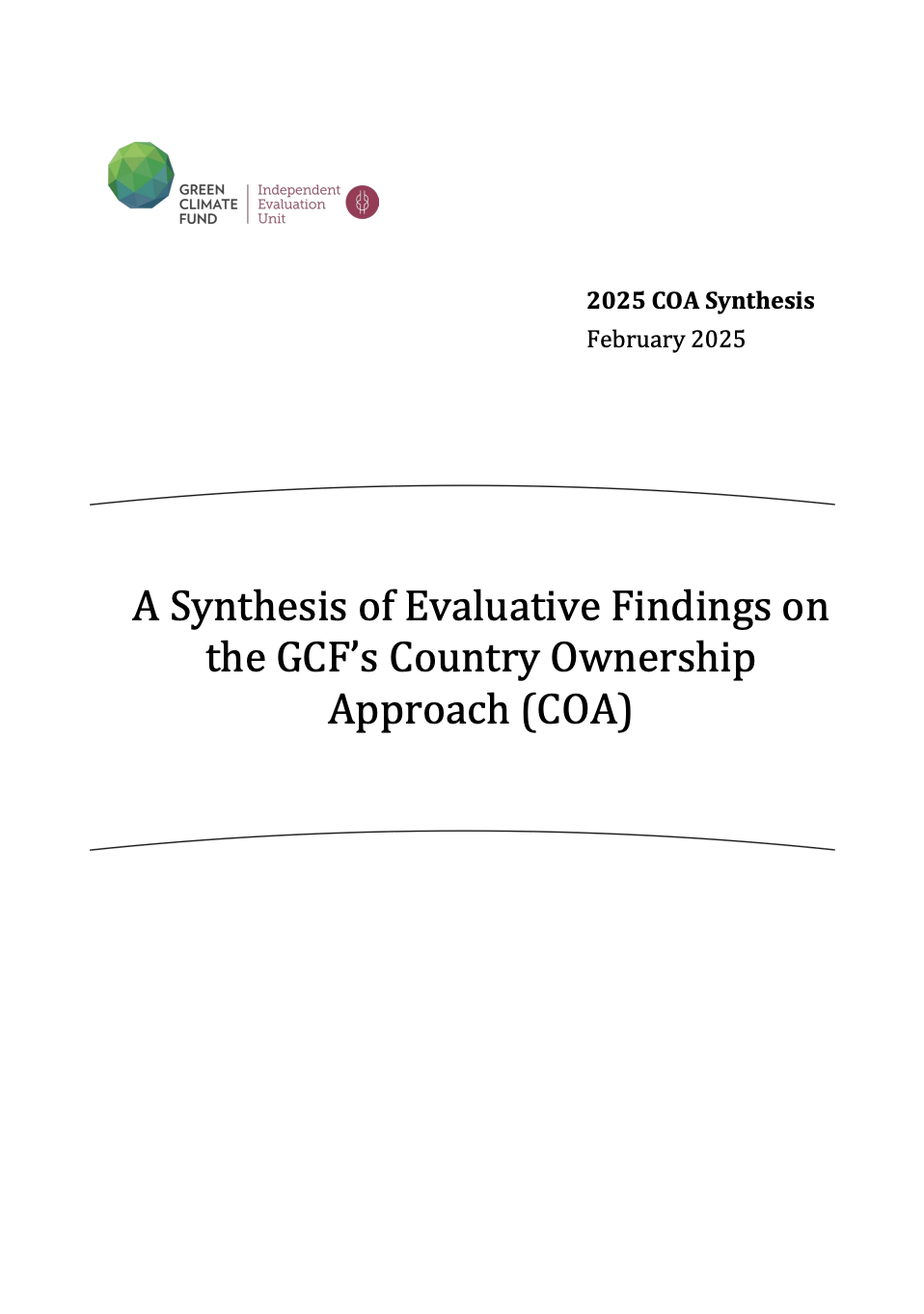 Download COA2025: A Synthesis of Evaluative Findings on the GCF’s Country Ownership Approach Document cover for COA2025: A Synthesis of Evaluative Findings on the GCF’s Country Ownership Approach
