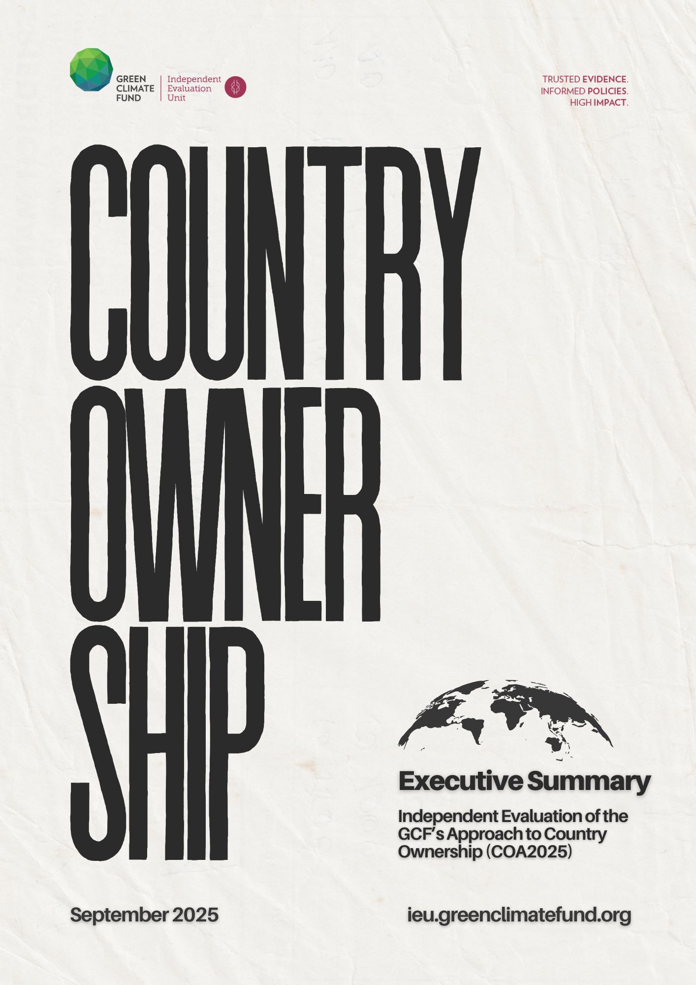 Document cover for Executive Summary: Independent Evaluation of the GCF's Approach to Country Ownership (COA2025)