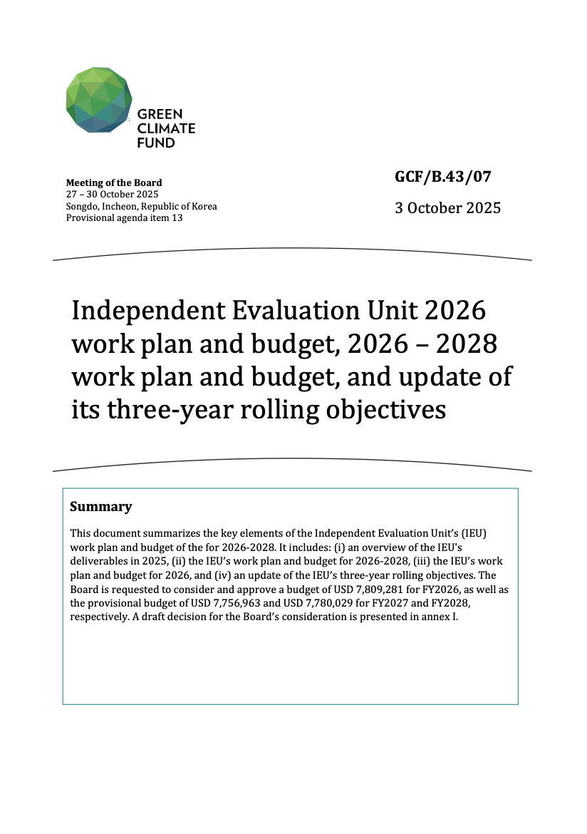 Download IEU Work Plan and Budget for 2026 Document cover for IEU Work Plan and Budget for 2026
