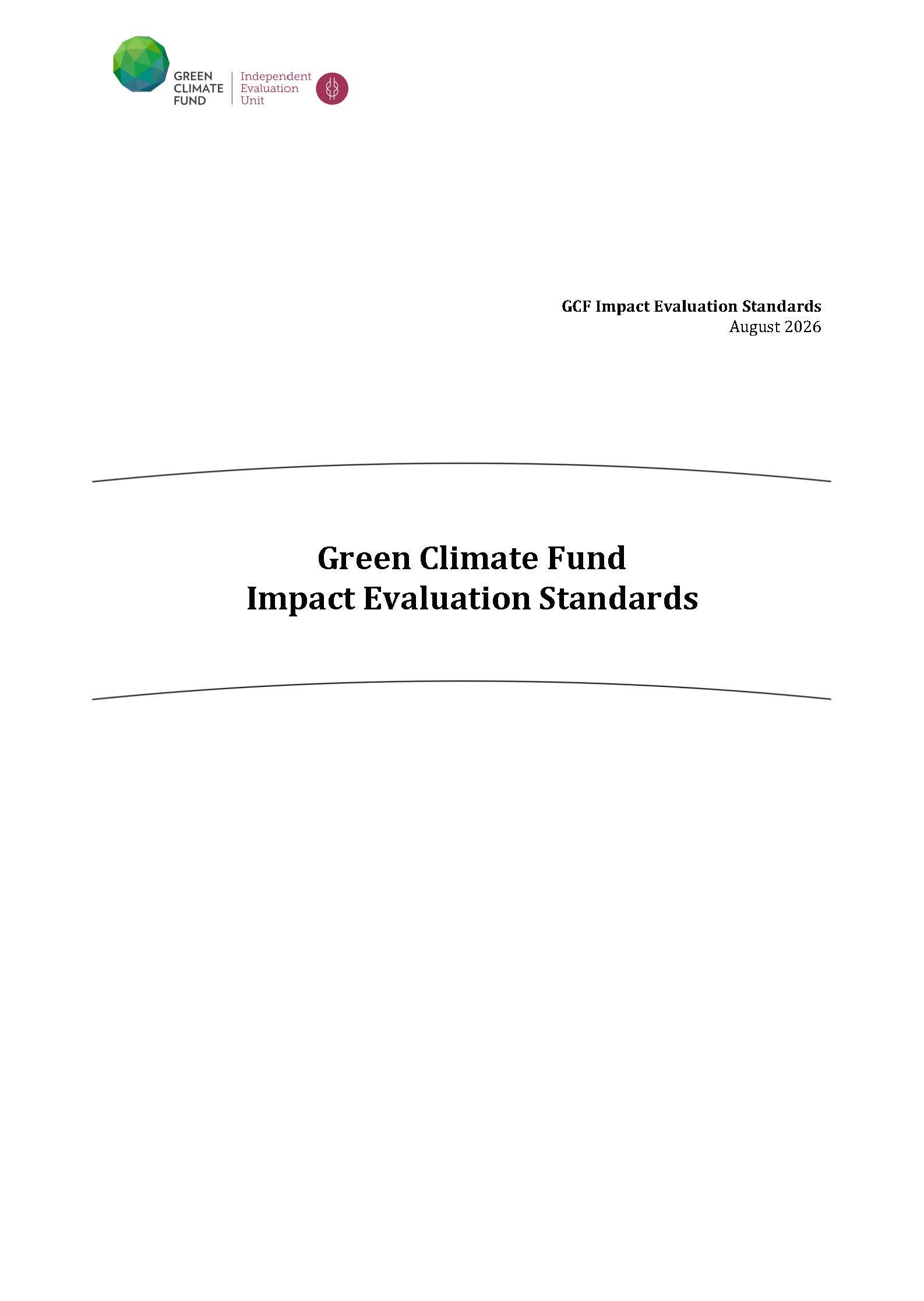 Download Green Climate Fund Impact Evaluation Standards Document cover for Green Climate Fund Impact Evaluation Standards
