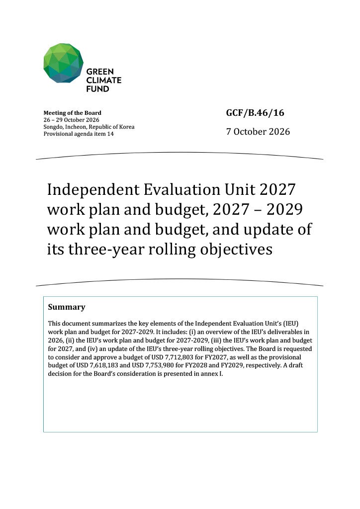 Download IEU Work Plan and Budget for 2027 Document cover for IEU Work Plan and Budget for 2027