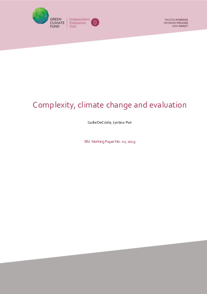 Document cover for Complexity, climate change and evaluation
