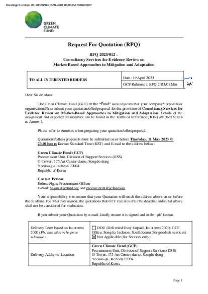 Download RFQ 2023/012: Consultancy Services for Evidence Review on Market-Based Approaches to Mitigation and Adaptation