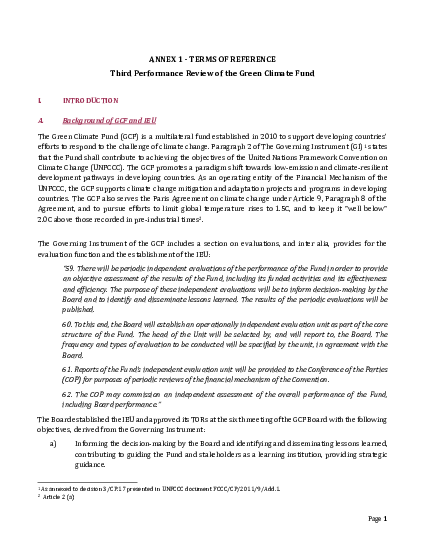 Download Consultancy Services for Third Performance Review of Green Climate Fund