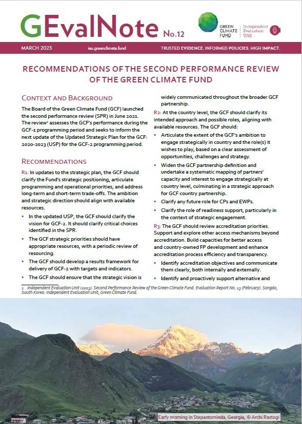 Publications | Independent Evaluation Unit | Green Climate Fund