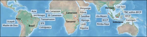 Figure 2. REDD+ initiatives studied in CIFOR’s Global Comparative Study on REDD+.