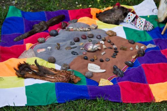 During the 'Despacho' ceremony, offerings are presented to Pachamama (Mother Earth) to strengthen the Goddess to go on generating life. © Emily Carter Mitchell